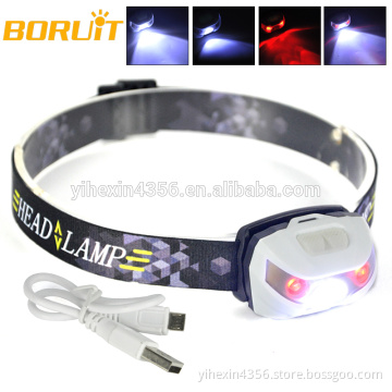 Wholesale Headlight Camping Dual Light Source Led USB Rechargeable Headlamp